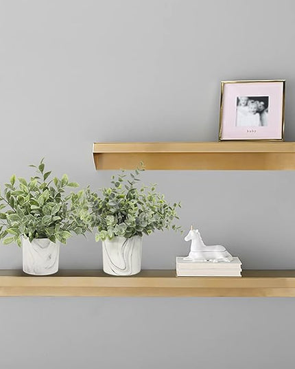 Hollyone Faux Plants Indoor Artificial Mini Potted Plants Plastic Green Plant Small Fake Plants Eucalyptus Decor in Pots for Home Table Room Bathroom Decor