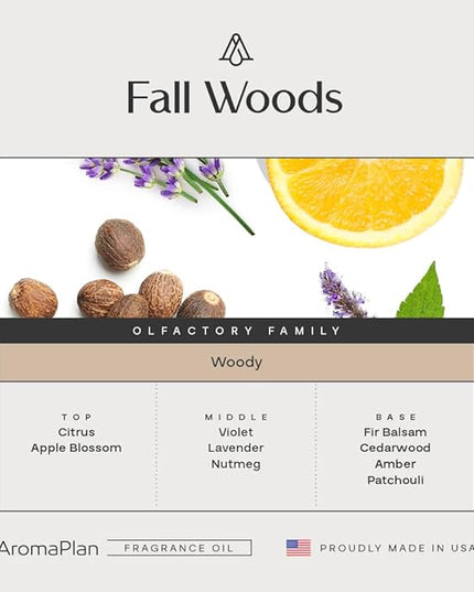 AromaPlan Hotel Scents Fall Woods 5 Fl Oz (148ml), Home Luxury Aroma & Hotel Fragrance Diffuser Oil- Hotel Diffuser Oil for Aromatherapy- USA Made, Bigger Bottle, Bolder Aroma & Longer Lasting
