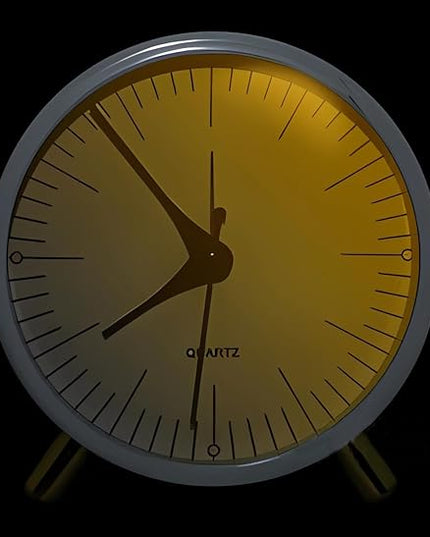 SHISEDECO Alarm Clock with Backlight, 4.5 inches Bedside Analog Non-Ticking Silent Small Deskclock with Arabic Numerals, Battery Operated Round Tableclock for Living Room, Bedroom (White-S)