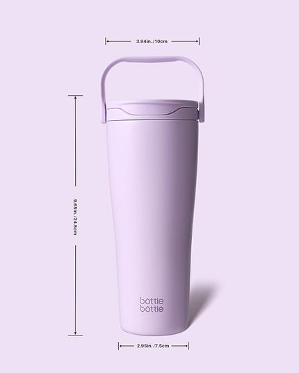 BOTTLE BOTTLE Insulated Tumbler with Handle & Straw Lid, 30oz Stainless Steel Leak-Proof Water Bottle for Hot & Cold Drinks, Add Ice Without Unscrewing, BPA-Free for Travel, Sports, Office(Purple)
