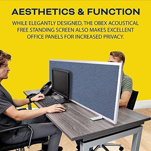 OBEX Acoustical Free Standing Privacy Screen, Cubicle Accessories Desk Privacy Panel, Desk Dividers for Office, Office Furniture Partitions Portable Sound Proof Dividers, 12" x 30", Graphite
