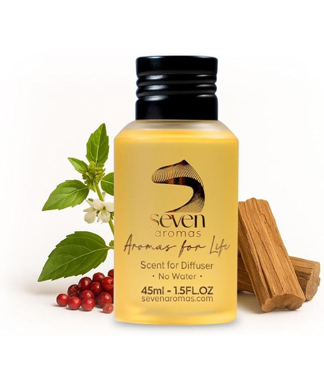 SevenAromas Hotel Scent Diffuser Oil, Luxury Hotel-Inspired Essential Oil for Aromatherapy & HVAC Diffusers – Premium Dropper Bottle - 45 ml 1.52 FL oz (Santal Blanc)