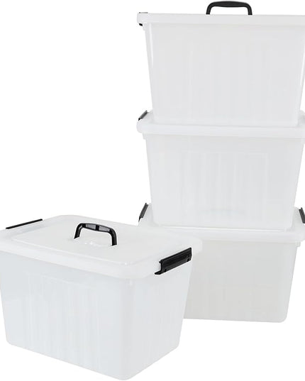 Zopnny 25 Quart Clear Storage Bin with Handle, Plastic Storage Latch Box with Lid, 4 Pack