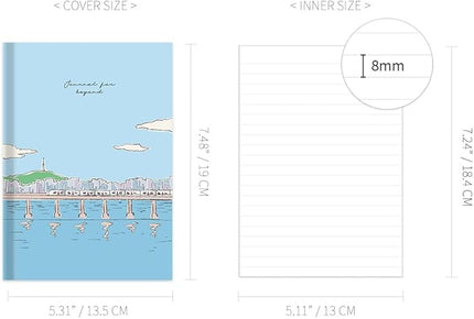 Monolike Journal For Beyond Seoul Today’s Season Hardcover Lined Notebook, Hangang River - Hardcover, Academic, Journal, Diary, 192pages