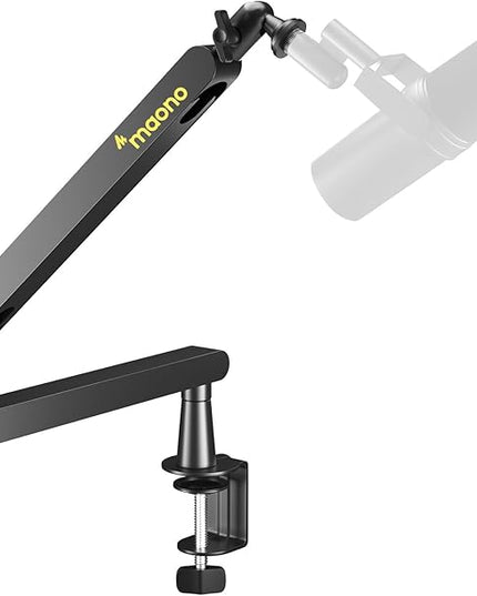 MAONO Microphone Boom Arm, Low Profile Mic Arm with Cable Management Channels, Desk Mount Clamp, Fully Adjustable, Heavy Duty Mic Stand for Podcast Studio Streaming (BA92 Black)
