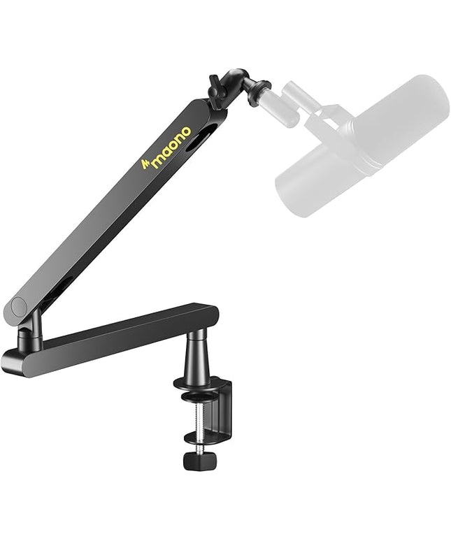 MAONO Microphone Boom Arm, Low Profile Mic Arm with Cable Management Channels, Desk Mount Clamp, Fully Adjustable, Heavy Duty Mic Stand for Podcast Studio Streaming (BA92 Black)