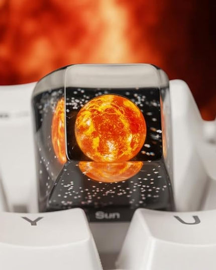 Sun Planet Artisan Keycap R1 SA Profile 1U ESC Custom Solar System Planets Keycaps Handmade Resin Gaming Galaxy Key Cap Cherry MX Switch Compatible Mechanical Keyboard Space Lover Gift