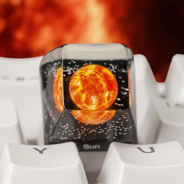 Sun Planet Artisan Keycap R1 SA Profile 1U ESC Custom Solar System Planets Keycaps Handmade Resin Gaming Galaxy Key Cap Cherry MX Switch Compatible Mechanical Keyboard Space Lover Gift