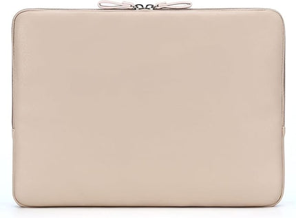 MOSISO Laptop Sleeve Bag 16 inch Compatible with MacBook Air 15 inch 2025-2023 M4 M3 M2/Pro 16 inch 2025-2019 M4 M3 M2 M1, 15-15.6 inch Notebook, PU Leather Padded Bag Waterproof Case, Apricot
