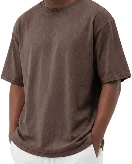COOFANDY Men's Cotton T-Shirts Oversized Shirt Short Sleeves Streetwear Loose Fit Summer Tee Tops Washed Basic Unisex Shirts