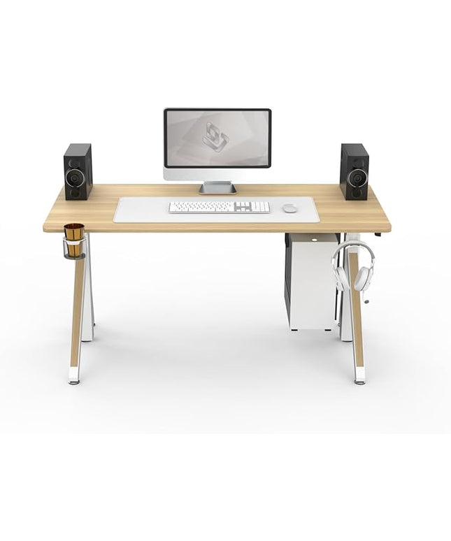 DEZCTOP Revon Pro Electric Standing Desk, 59" x 27.6" Large Work Surface, Height Adjustable (27.6"-47.2"), Sturdy Keel Frame, with Magnetic Modular System, Anti-Collision, Oak for Home Office