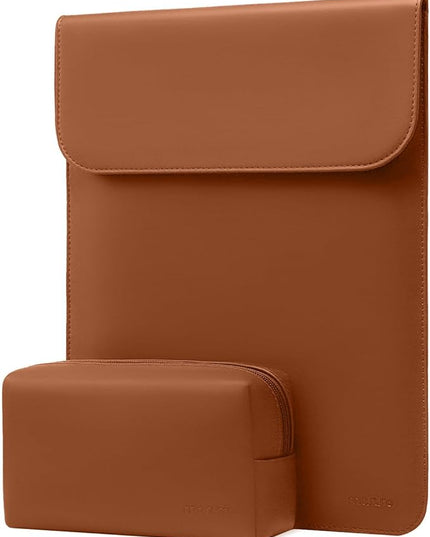 MOSISO Laptop Case 13 inch, 13 inch Laptop Sleeve Compatible with MacBook Air M4 M3 M2 M1 2025-2018 / Pro M2 M1 2025-2016, Faux Suede Leather Case with Small Bag, Brown