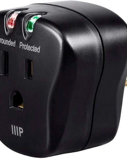 Monoprice 1 Outlet Portable Mini Surge Protector - UL Rated, 540 Joules, With Grounded And Protected Light Indicator, Black