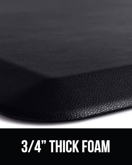 GORILLA GRIP Comfortable Cushioned Kitchen Mats for Floor, 58x20, Waterproof and Stain Resistant Soft Top, 3/4 Inch Thick Ergonomic Standing Desk Anti Fatigue Mat, Foam Supports Ankles and Feet, Black
