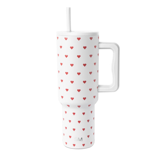Simple Modern Tumbler with Handle and Straw | 40oz | Hearts