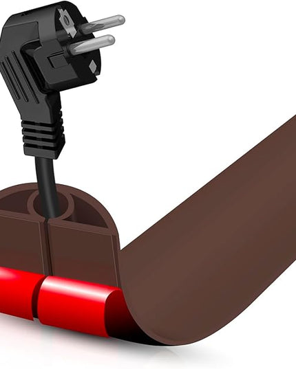 Floor Cord Cover Self Adhesive Cord Hider,3.3FT Cable Management, Extension Strip Protector for Wires, Prevent Cable Trips for Offices, Gyms, Exhibitions Cavity:0.3"(W) x 0.28"(H) Coffee