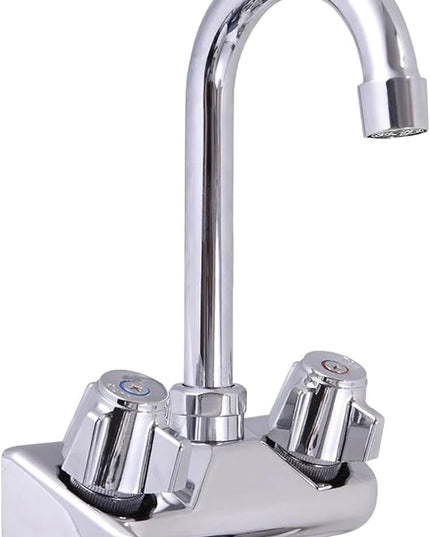 Express KitchQuip 15" x 17" Stainless Steel Wall Mount Hand Sink with Gooseneck Faucet & Side Splash – NSF Certified Commercial Handwashing Basin