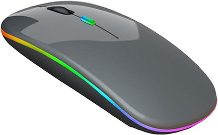 Q&F Tech Wireless Bluetooth Rechargeable Mouse/Mice, LED Slim Two Modes(2.4G+BT5.4) Silent/Quiet Buttons with 3 Adjustable DPI, for Computer/Desktop/PC/Laptop/MacBook/iPad/Tablet/iPhone_DeepGray