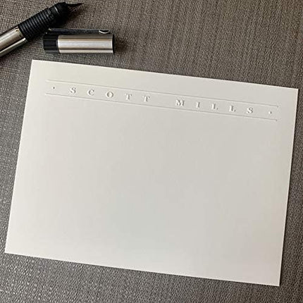 Premium Personalized Embossed Stationery Flat Cards – Triple-Thick 140 lb Cream/White Cardstock | 25 Custom Flat Cards with Matching Envelopes | Elegant Embossed Raised Impression (no ink)