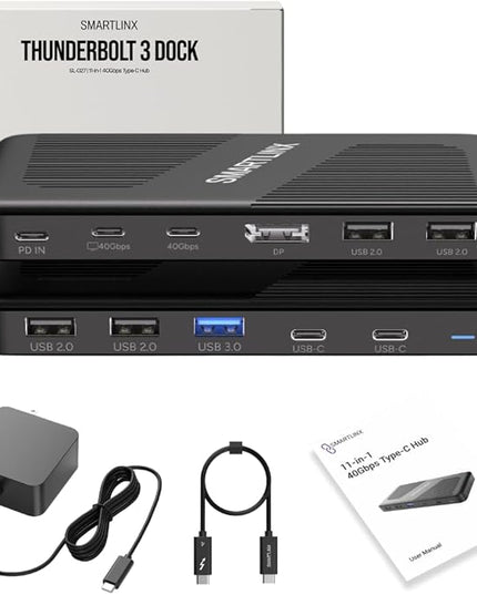 Thunderbolt 4 Dock Dual Monitor USB-C - 40Gbps Docking Station - 8K/4K Displays Compatible with Windows/Mac/Chrome (SL-027)