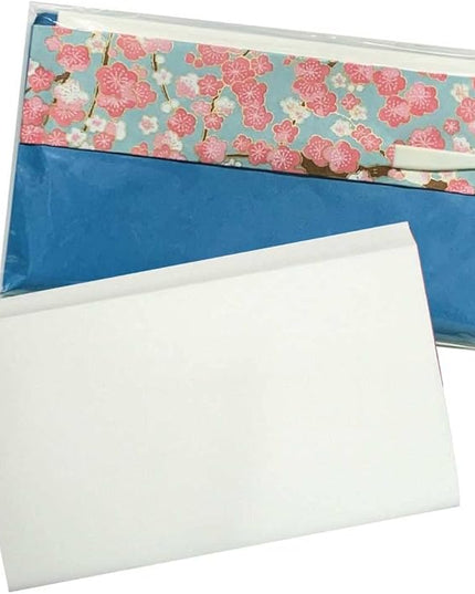 Mino Washi Japanese Toraditional Kaishi Paper 30 Sheets of Plain kaishi Paper in Japanese Colorful Yuzen Paper Poach with Sweet Pick [Blue], 5.7 x 6.9 inches(145 x 175 mm)
