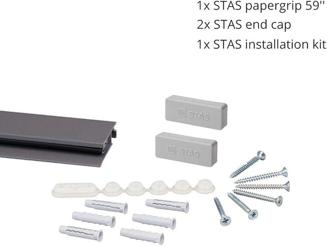 STAS papergrip - Restaurant Ticket Holder - Ticket Rail Bulletin bar - Poster Hanger - 59 inch (150 cm) (Aluminum Structured)