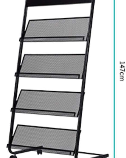 Iron Simple Floor-Standing Magazine Display Rack - Black