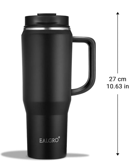 40 oz Tumbler with Handle, Insulated Tumblers with Lid and Straw, Large Metal Sports Water Bottle Jug, Thermal Stainless Steel Travel Coffee Mug Cup, Army Green