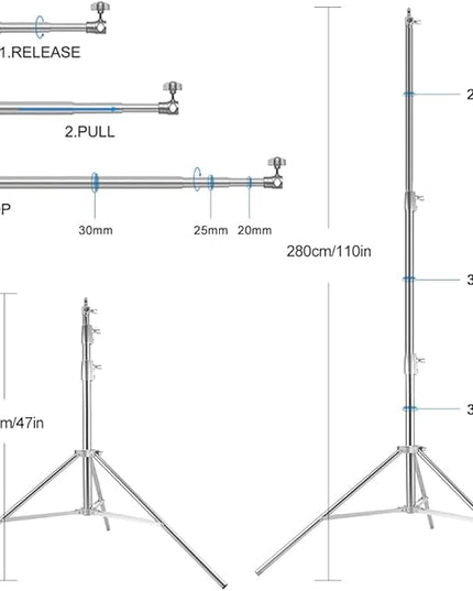 Photo Video Studio Backdrop Stand, 9.19ft Stainless Steel Backdrop Support System Background Stand with Carry Bag for Portrait & Studio Photography