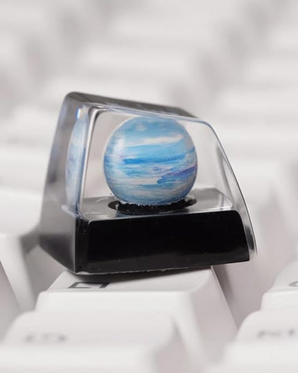 Neptune Artisan Keycap R1 SA Profile Custom Solar System Planets Keycaps 1U ESC Handmade Resin Gaming Galaxy Planet Key Cap Cherry MX Switch Compatible Mechanical Keyboard Space Lover Gift
