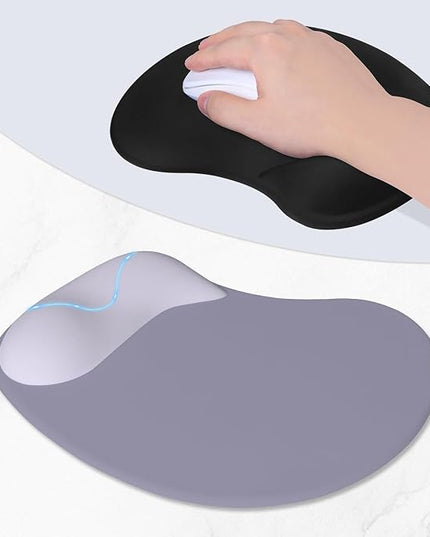 ITNRSIIET Ergonomic Mouse Pad, Cushioned Gel Wrist Rest, Non-Slip Base, Smooth Surface, Compatible with All Mice for Office & Gaming, Desk Accessory, 9.5 x 8.2 inch, Mist Gray