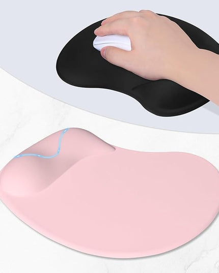 ITNRSIIET Ergonomic Mouse Pad, Cushioned Gel Wrist Rest, Non-Slip Base, Smooth Surface, Compatible with All Mice for Office & Gaming, Desk Accessory, 9.5 x 8.2 inch, Blush Pink