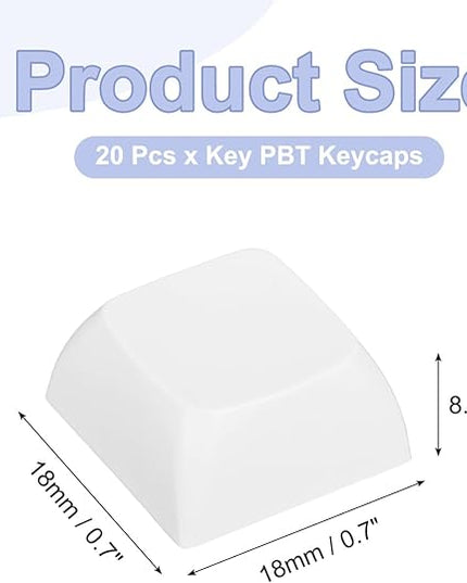 PATIKIL PBT Keycap Set, 20Pcs Colorful Mechanical Numeric Keypads Portable Blank Keycaps for Daily Office Work Gaming Entertainment Creative Design, White