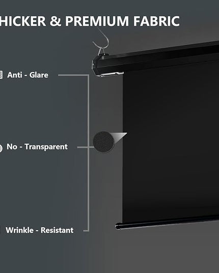RAUBAY Motorized Pull Down Black Screen Backdrop - 59.8" x 86.6" Collapsible Wall-Mount Background for Professional Video Production, Photography Studio, Video Conferencing and YouTube, TikTok Creator