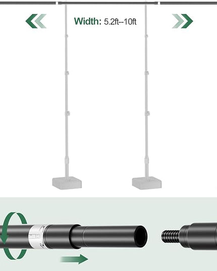 EMART Backdrop Stand with Heavy Duty Water Tank Base 8.5x10ft Adjustable Metal Photo Backdrop Stand Kit Pipe and Drape Background Frame for Birthday Party, Wedding Decorations, Studio Photography