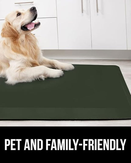 GORILLA GRIP Comfortable Cushioned Kitchen Mats for Floor, 39x20, Waterproof and Stain Resistant Soft Top, 3/4 Inch Thick Ergonomic Standing Desk Anti Fatigue Mat, Foam Supports Feet, Hunter Green
