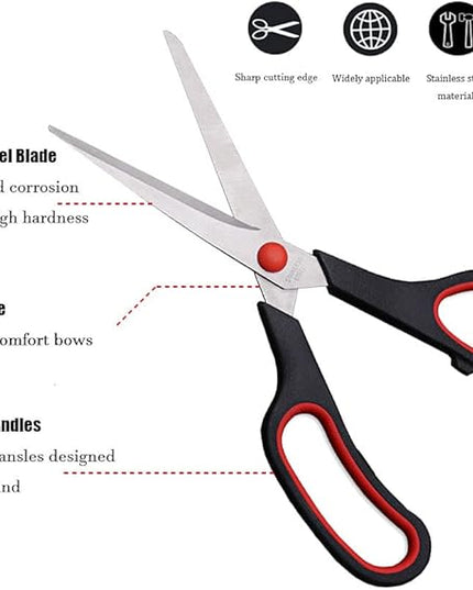 Scissors, Multipurpose office Scissors,8.5 Inch Ultra Sharp Shears, Comfort-Grip Handles Household scissors，Sturdy Sharp Craft Supplies - Pack of 5, Right/Left Hande