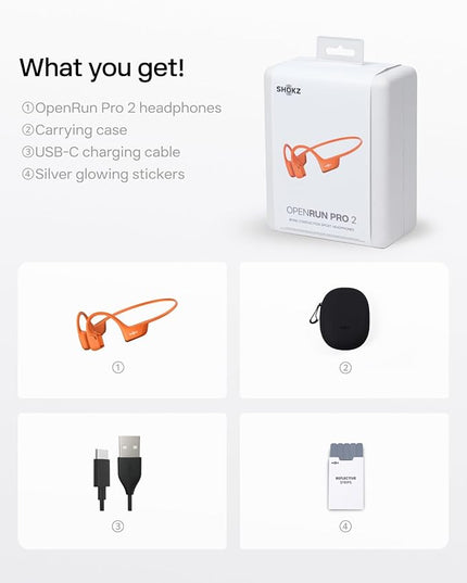 SHOKZ New OpenRun Pro 2- Bone Conduction Headphones, Open-Ear Bluetooth Wireless Sport Earphones for Running, Workouts - Sweat Resistant, Secure Comfortable Fit -Deep Bass, Smart Mic, Reflective Strip