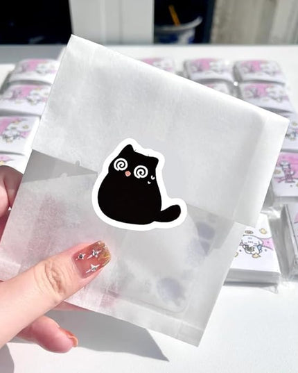 500 Pcs Black Cat Stickers Roll, 10 Styles Cute Cartoon Kitten Sticker, Waterproof Vinyl Cat Party Favors for Journals, Laptops, Scrapbooking Bulk Stickers for School & Birthday Goodie Bags