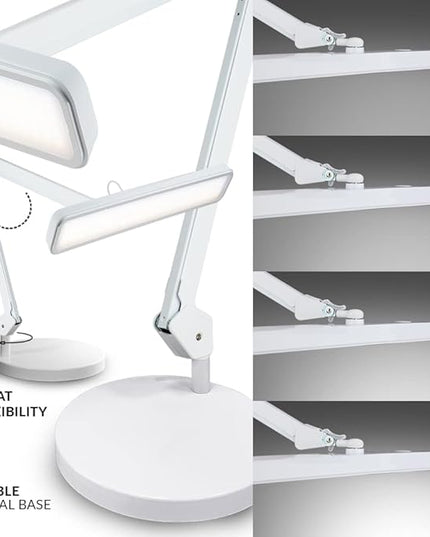 Neatfi XL 2,500 Lumens LED Task Lamp, 30W, 162 Pcs SMD LED, Dimmable, Eye-Caring, Desk Light for Home, Office (Non-CCT with Base, White)