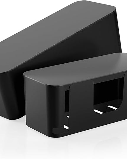 DELAMU 2 Pack Black Cable Management Box Cord Hider Box, Large Power Cord Organizer Box for Gaming Desk, Home, Office, Hide TV Wires, Router Box Hider, Floor Cord Covers, Baby & Pet Friendly