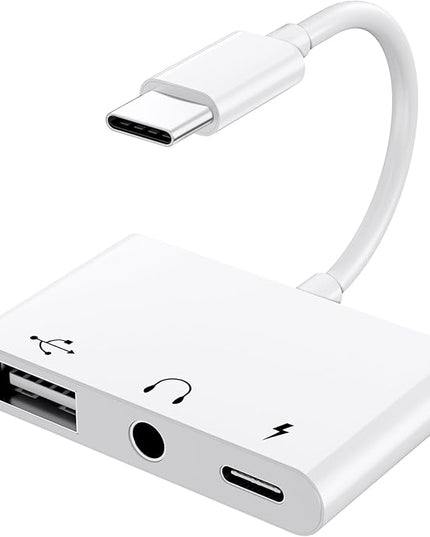 USB C to 3.5mm Jack Headphone Adapter with Charger Port,OTG Cable Adapter, Type C to Aux Audio Earphones Splitter for iPhone Samsung Galaxy S22 Ultra S21 S20 i-Pad Pro Air Pixel 4 Laptops