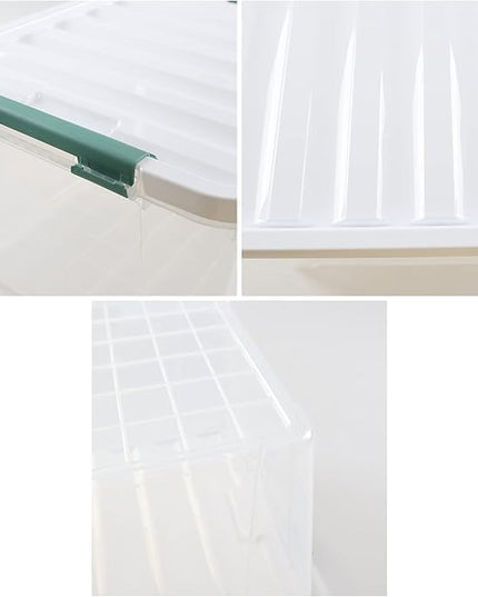 35 L Clear Large Storage Box, Plastic Storage Bins, Set of 4