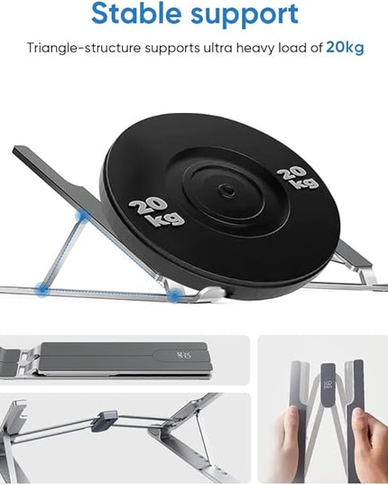 XPPen Drawing Tablet Stand for Desk,Silver Portable Holder for Graphics Tablet&Pen Display, Aluminum Computer Riser Compatible with 10 to 15.6 Inch Laptops and Drawing Tablets,Portable and Adjustable