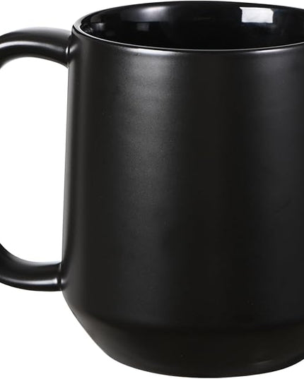 Miicol Ceramic Coffee Mug, 16 oz Large Coffee Cup, Tea Mug with Handle, Flat Bottom Mug for Men, Women, Office, Microwave and Dishwasher Safe, Multi-Color, Black
