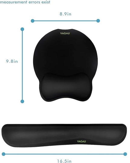 VAGAU Premium Keyboard Wrist Rest and Mouse Pad Wrist Support, Ergonomic Memory Foam Set for Office, Laptop, Mac, Computer and Gaming, Comfortable Typing &Wrist Pain Relief (2 Pack)