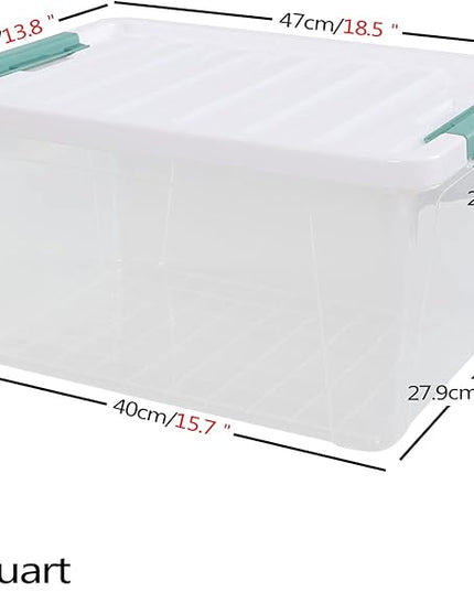 35 Qt Storage Box with Clip Lid, 6 Packs, Clear Plastic Storage Container Bin