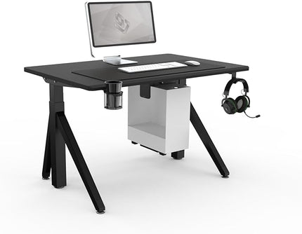 DEZCTOP Revon Pro Electric Standing Desk, 47.2" x 31.5" Large Work Surface, Height Adjustable (27.6"-47.2"), Sturdy Keel Frame, with Magnetic Modular System, Anti-Collision, Ash Black for Home Office