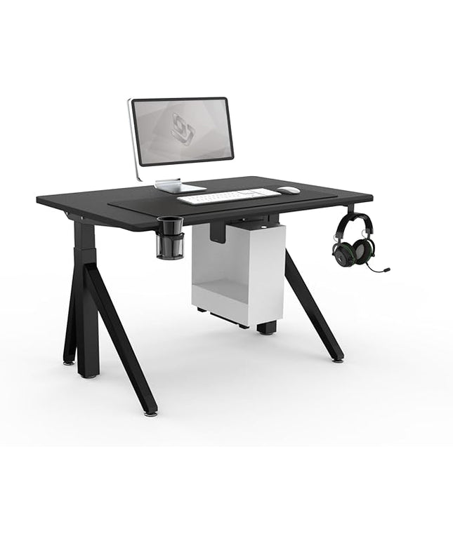 DEZCTOP Revon Pro Electric Standing Desk, 47.2" x 31.5" Large Work Surface, Height Adjustable (27.6"-47.2"), Sturdy Keel Frame, with Magnetic Modular System, Anti-Collision, Ash Black for Home Office