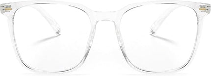 MACJERO Oversized Square Blue Light Blocking Glasses for Women Men, Anti-Fatigue Computer Monitor Gaming Glasses Reduce Eye Strain(transparent)